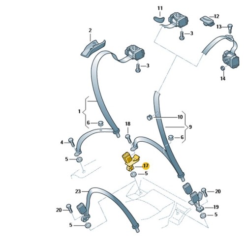 Audi A4 B6/B7 gordelslot achterbank rechts midden 